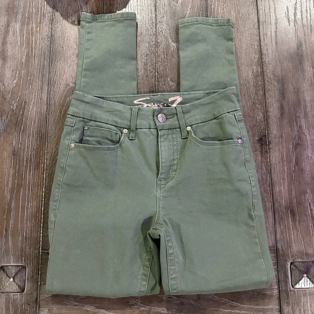 Seven7 Tummyless Olive Green Skinny Jeans - Picture 2 of 11